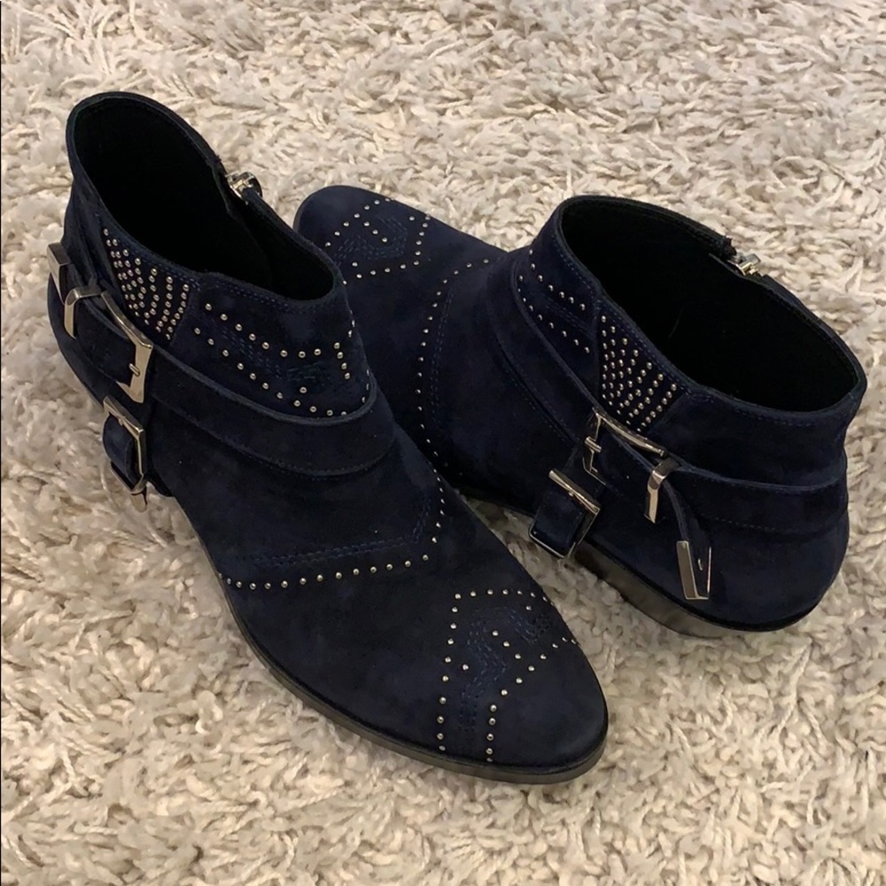 Anine Bing Navy Blue Suede Booties EUC size 37
